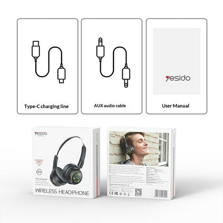 Casti Yesido Wireless (EP15), for Kids, with Bluetooth, 40mm Speakers, 300mAh, Negru