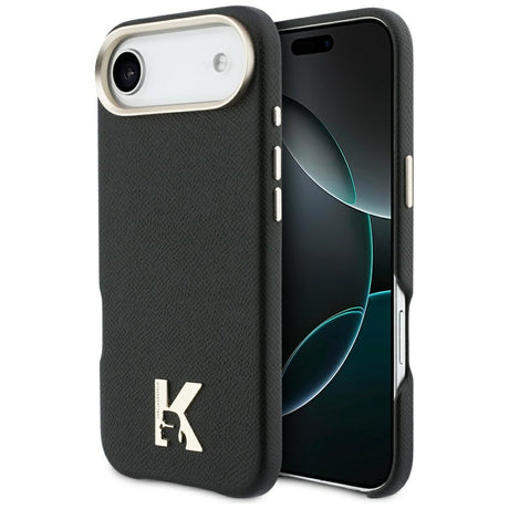 Husă Karl Lagerfeld Hardcase Leather Khead Logo MgSafe neagră pentru iPhone 17 Air