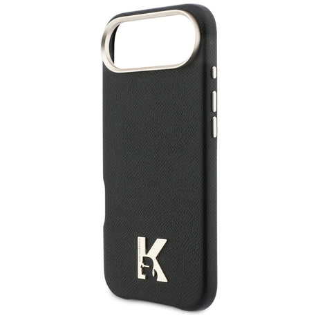 Husă Karl Lagerfeld Hardcase Leather Khead Logo MgSafe neagră pentru iPhone 17 Air