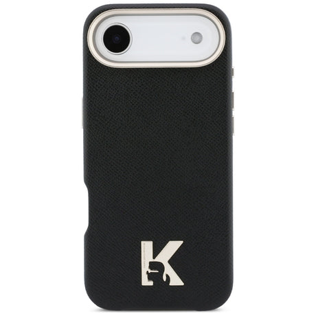 Husă Karl Lagerfeld Hardcase Leather Khead Logo MgSafe neagră pentru iPhone 17 Air