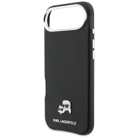 Husa de protectie Karl Lagerfeld Hardcase Leather K&C Head Pin MagSafe (KLHMP17M6PFKCLK) compatibil cu iPhone 17 Air, Perforated Logo, Black