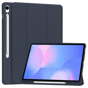Husa de protectie tableta Techsuit Flex Trifold (with Pencil Holder) compatibil cu Samsung Galaxy Tab S10 FE Plus, Albastru Inchis