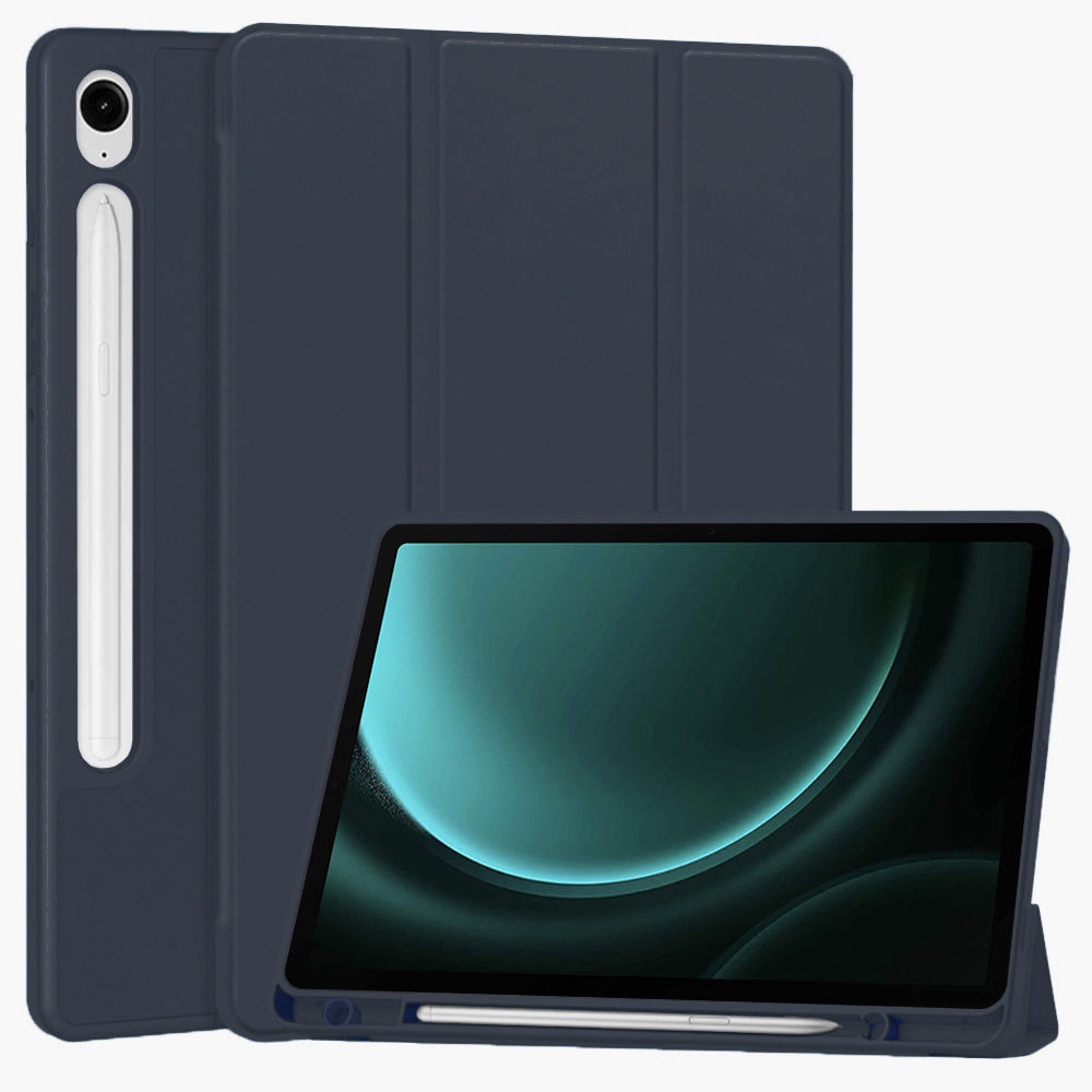 Husa de protectie tableta Techsuit Flex Trifold (with Pencil Holder) compatibil cu Samsung Galaxy Tab S9 / S9 FE / S10 FE, Albastru Inchis