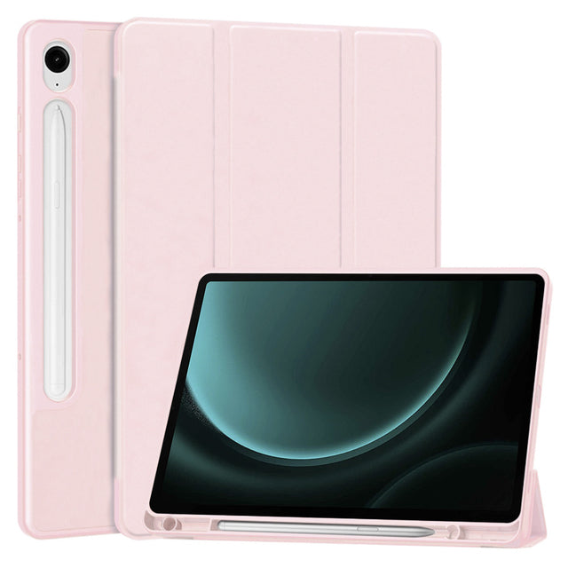 Husa de protectie tableta Techsuit Flex Trifold (with Pencil Holder) compatibil cu Samsung Galaxy Tab S9 / S9 FE / S10 FE, Roz