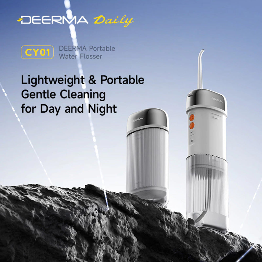 Deerma Water Flosser (CY01), Portable, 4x Intensity Levels, Detachable Tank, High-Energy Pulses, 8W, USB-C, IPX7, Alb