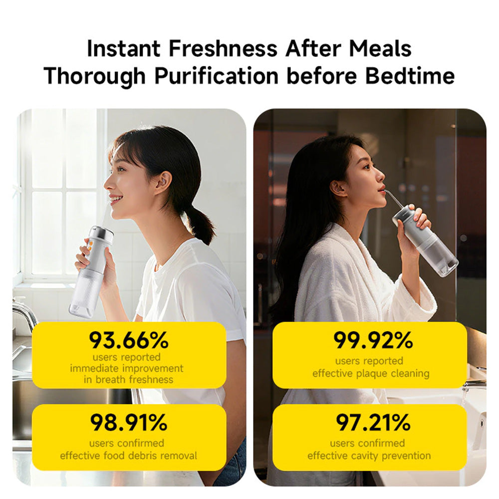 Deerma Water Flosser (CY01), Portable, 4x Intensity Levels, Detachable Tank, High-Energy Pulses, 8W, USB-C, IPX7, Alb