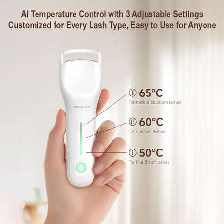 Gadget Deerma Eyelash Curler (JM01), Bionic, Smart 3-Level Heat Control, 400mAh, 2W, Safe Color-Changing Silicone, Alb