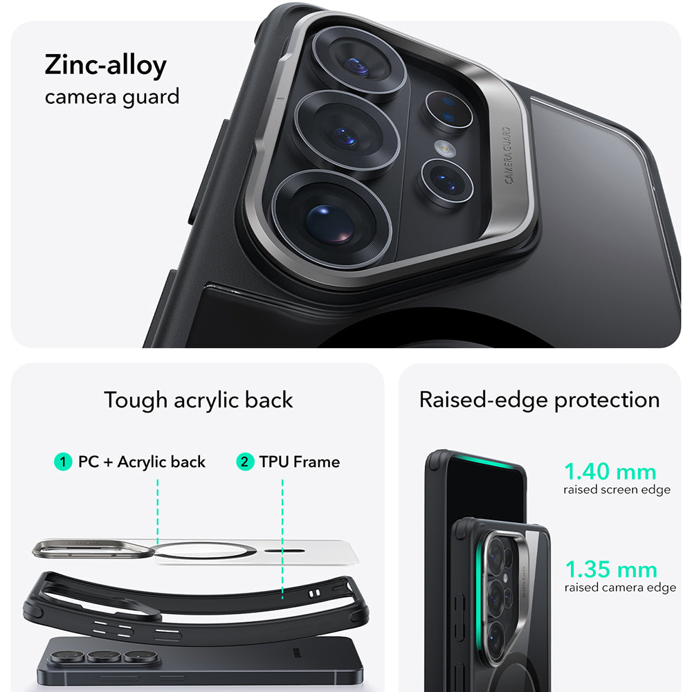 Husa de protectie ESR Classic Hybrid HaloLock Kickstand compatibil cu Samsung Galaxy S26 Ultra, Transparent Black