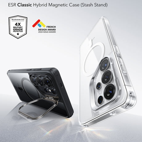 Husa de protectie ESR Classic Hybrid HaloLock Kickstand compatibil cu Samsung Galaxy S26 Ultra, Transparent Black