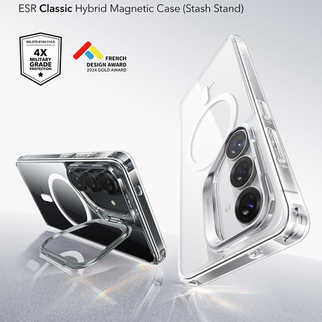 Husa de protectie ESR Classic Hybrid HaloLock Kickstand compatibil cu Samsung Galaxy S26, Transparent