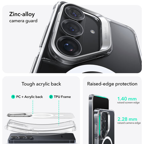 Husa de protectie ESR Classic Hybrid HaloLock Kickstand compatibil cu Samsung Galaxy S26, Transparent