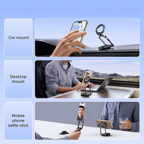 Suport Ugreen LP924 (65186), MagSafe, for Dashboard, Foldable, 360°, Secure Hold, Detachable Base, Negru