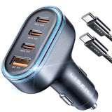 Incarcator Lisen Car (YL0223120021), with Type-C Cable, USB, 3x Type-C, 101W, Fast Charge, 12V=24V, Negru