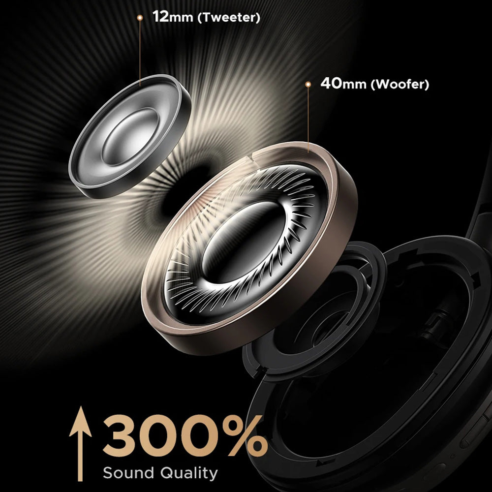 Casti Ugreen Wireless Studio Pro HP206 (55687), Bluetooth 6.0, with Microphone, Hi-Res, ANC, Custom EQ, LDAC, Negru