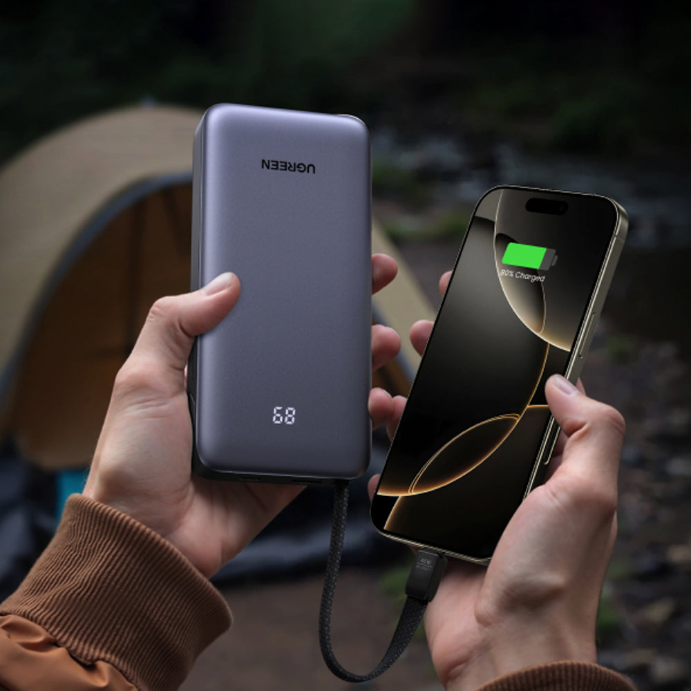 Baterie externa Ugreen Nexode PB536 (55988B), Fast Charging, Digital Display, USB, Type-C, USB-C Cable, 45W, 20000mAh, Gri