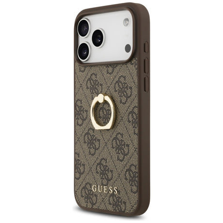 Husa de protectie Guess Hardcase 4G Ring Stand (GUHCP17X4GMRBR) compatibil cu iPhone 17 Pro Max, Maro