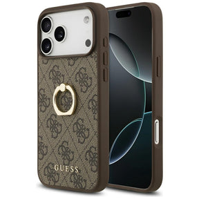 Husa de protectie Guess Hardcase 4G Ring Stand (GUHCP17X4GMRBR) compatibil cu iPhone 17 Pro Max, Maro