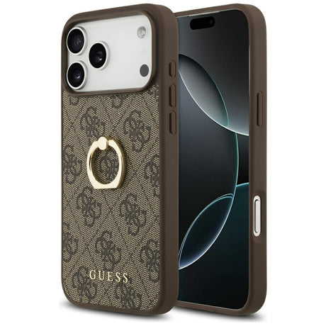 Husa de protectie Guess Hardcase 4G Ring Stand (GUHCP17X4GMRBR) compatibil cu iPhone 17 Pro Max, Maro