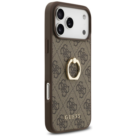 Husa de protectie Guess Hardcase 4G Ring Stand (GUHCP17X4GMRBR) compatibil cu iPhone 17 Pro Max, Maro