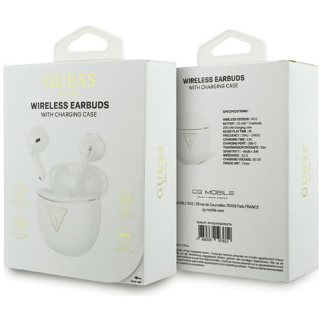 Casti In-ear, BT, TWS - Guess Script Print (GUTWSA15HETH) - White