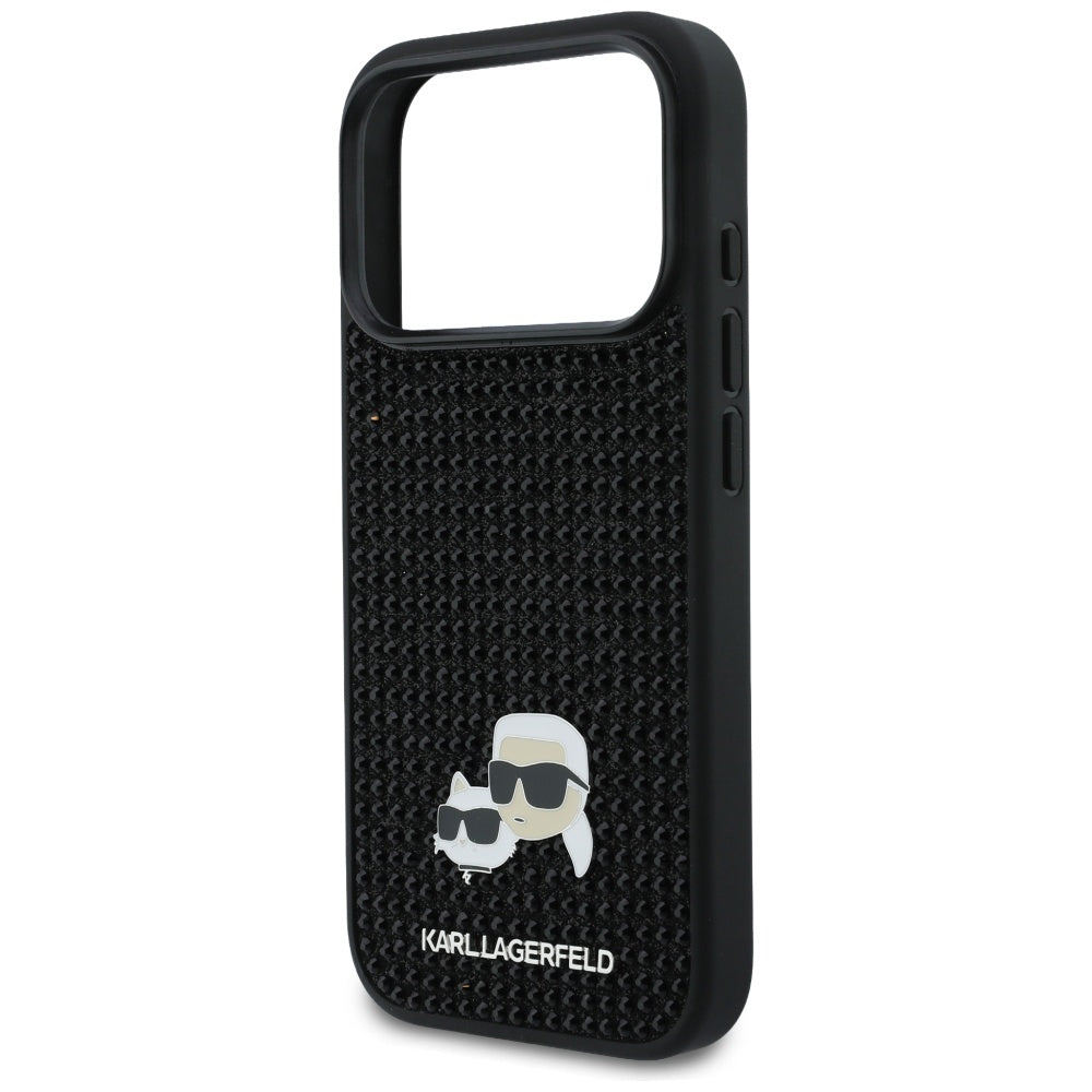 Husa de protectie Karl Lagerfeld Hardcase Rhinestone with K&C Pin (KLHCP17L6PRKCLK) compatibil cu iPhone 17 Pro, Negru