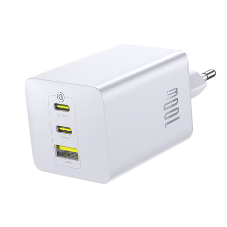Incarcator Baseus (P10182102213-00), 2x Type-C + USB, 100W, Fast Charger, Alb