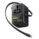 Adaptor Baseus PicoGo AG11 (E0307F00), 2x AC / 2x USB / USB-C, 45W, Negru