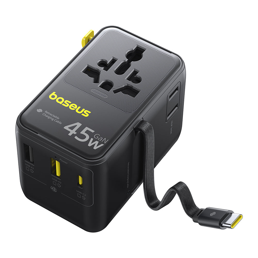 Adaptor Baseus PicoGo AG11 (E0307F00), 2x AC / 2x USB / USB-C, 45W, Negru
