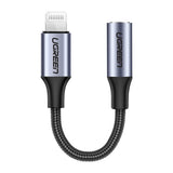 Adaptor Ugreen Audio Cable Adapter US211 (30756), Lightning to Jack 3.5mm, 10cm, Negru