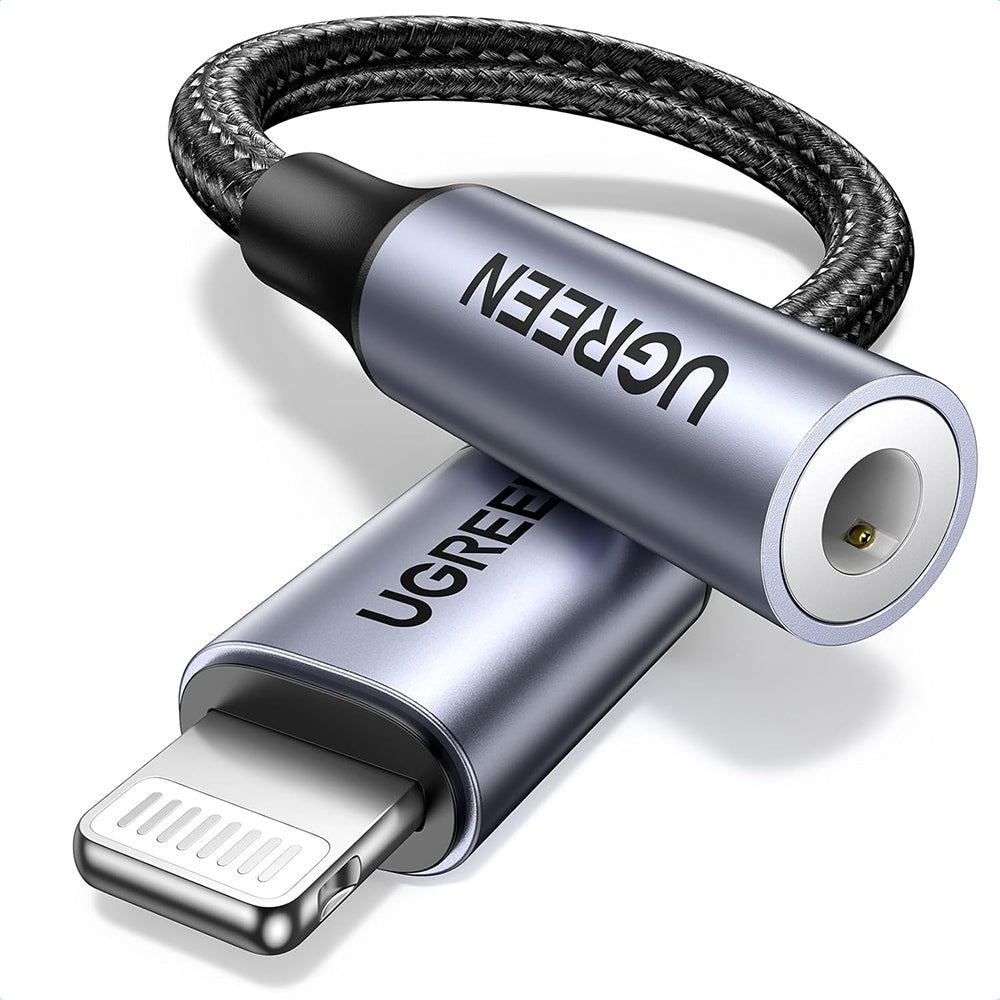 Adaptor Ugreen Audio Cable Adapter US211 (30756), Lightning to Jack 3.5mm, 10cm, Negru