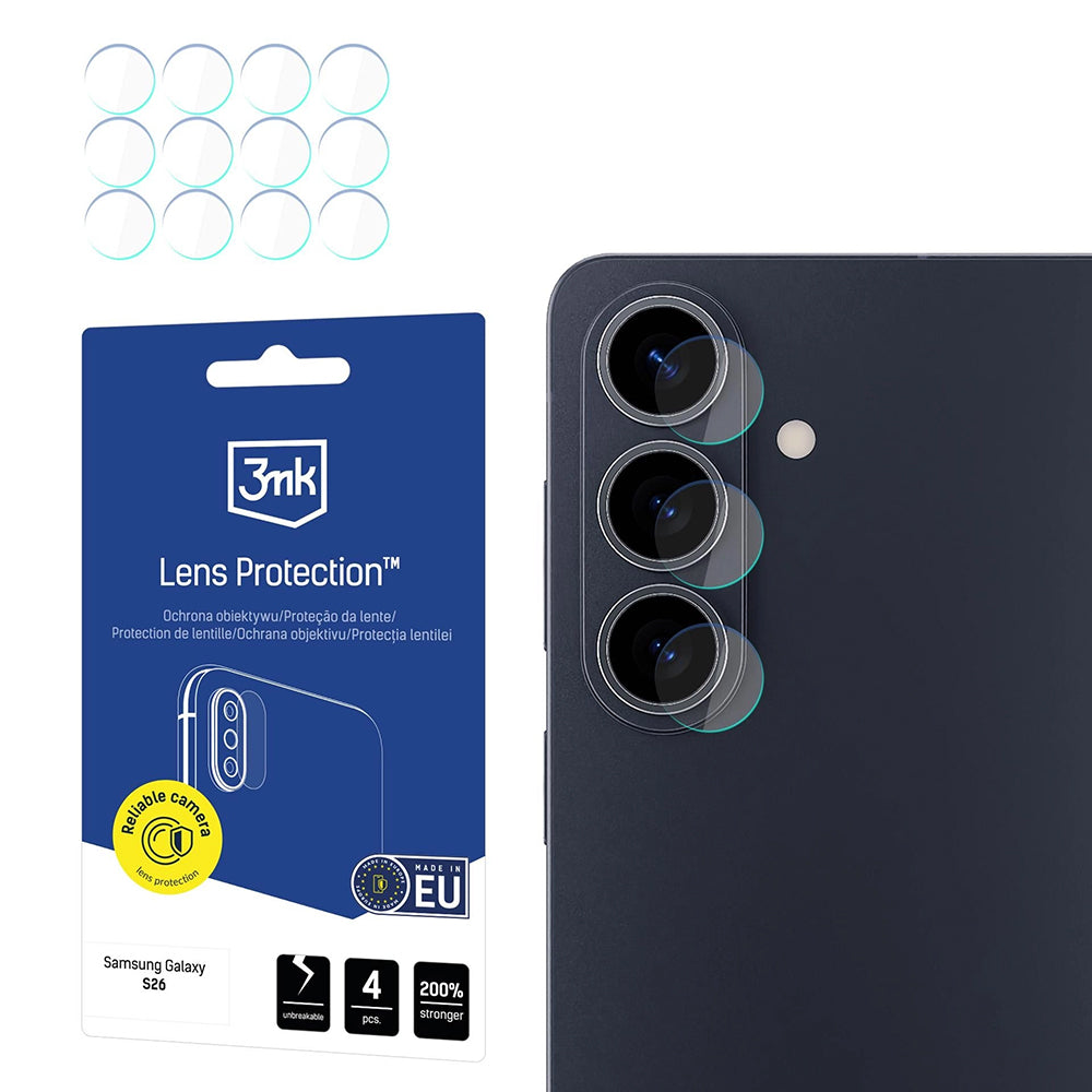 Folie de protectie 3mk Lens Protection (set de 4) compatibil cu Samsung Galaxy S26, Transparent
