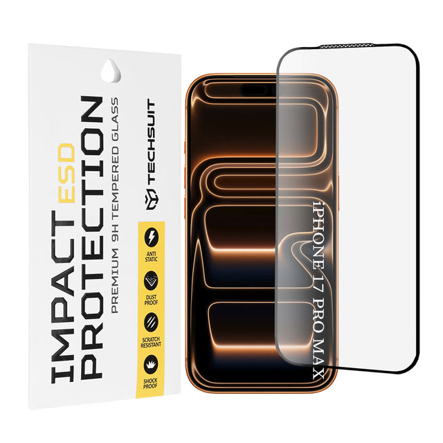 Folie de protectie Techsuit ESD Glass compatibil cu iPhone 17 Pro Max, Negru