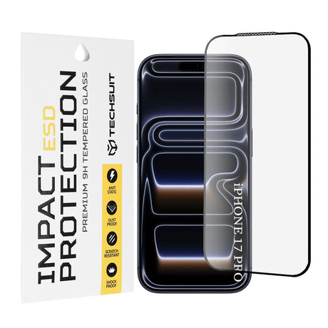 Folie de protectie Techsuit ESD Glass compatibil cu iPhone 17 Pro, Negru