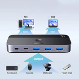 Adaptor Ugreen Sharing Switch CM662 (15705), 2x USB, 1x Mini USB, 3x USB, Type-C, 5Gbps, Gri