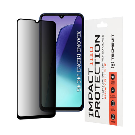 Folie de protectie Techsuit 111D Privacy Full Glue compatibil cu Xiaomi Redmi 14C / Poco C75 / Xiaomi Redmi A5 4G (Regional), Negru