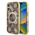 Husa de protectie Guess IML Peony On 4G Background MagSafe (GUHMP16SH4PYEEW) compatibil cu iPhone 16, Maro