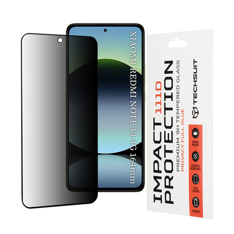 Folie de protectie Techsuit 111D Privacy Full Glue compatibil cu Xiaomi Redmi Note 14 4G (Standard), Negru