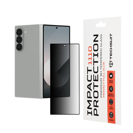 Folie de protectie Techsuit 111D Privacy Full Glue compatibil cu Samsung Galaxy Z Fold6, Negru