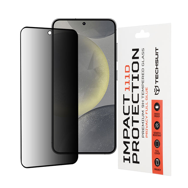 Folie de protectie Techsuit 111D Privacy Full Glue compatibil cu Samsung Galaxy S24 / S25, Negru