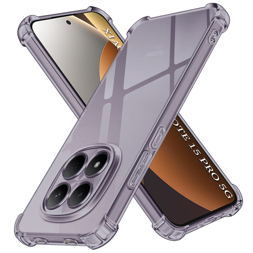 Husă Techsuit Shockproof Clear Silicone pentru Xiaomi Redmi Note 15 Pro 5G, negru fumuriu