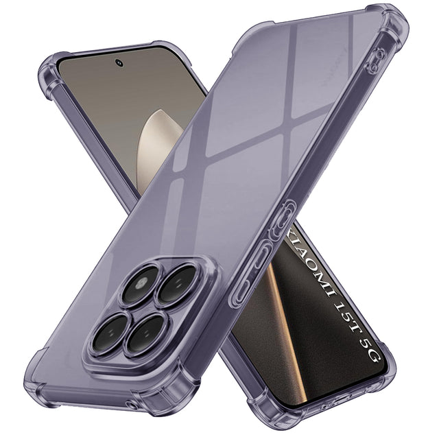 Husă Techsuit Shockproof Clear Silicone pentru Xiaomi 15T, negru fumuriu