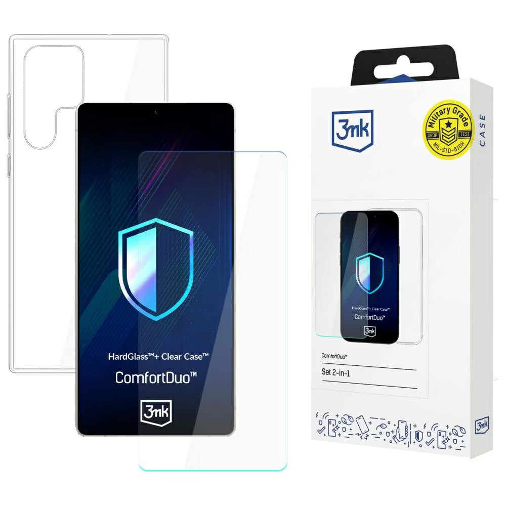 Folie de protectie 3mk ComfortDuo Glass + Case compatibil cu Samsung Galaxy S25 Ultra, Transparent