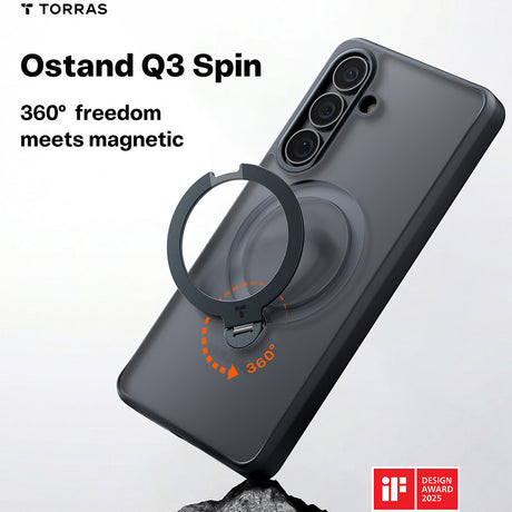 Husa de protectie Torras Ostand Spin Series compatibil cu Samsung Galaxy S26 Plus, Negru