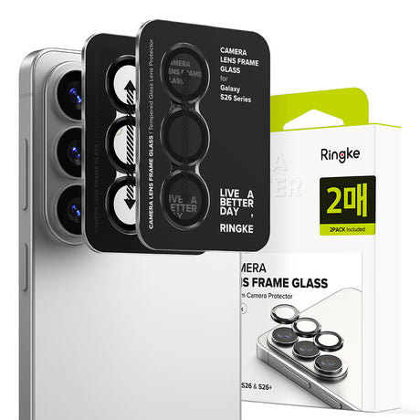 Folie de protectie Ringke Camera Lens Frame Glass (set de 2) compatibil cu Samsung Galaxy S26 / S26 Plus, Negru