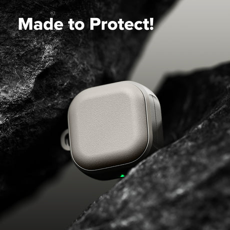 Casti Ringke Protection Case Onyx Magnetic, for Samsung Galaxy Buds 4 / Buds 4 Pro, Non-Slip Texture, Carabiner Hole, Warm Grey