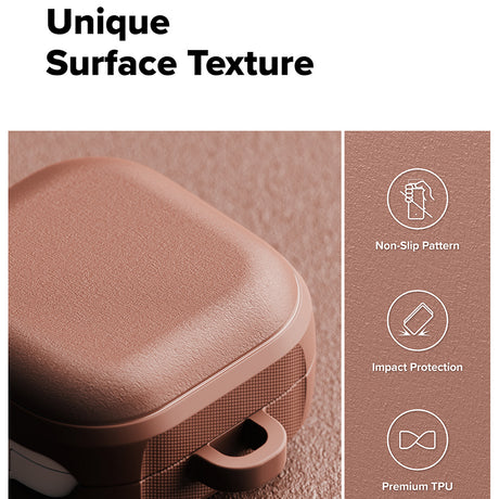 Casti Ringke Protection Case Onyx Magnetic, for Samsung Galaxy Buds 4 / Buds 4 Pro, Non-Slip Texture, Carabiner Hole, Constant Coral