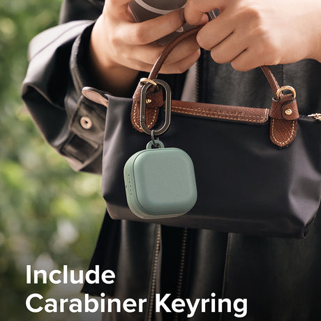Casti Ringke Protection Case Onyx Magnetic, for Samsung Galaxy Buds 4 / Buds 4 Pro, Non-Slip Texture, Carabiner Hole, Sage Green