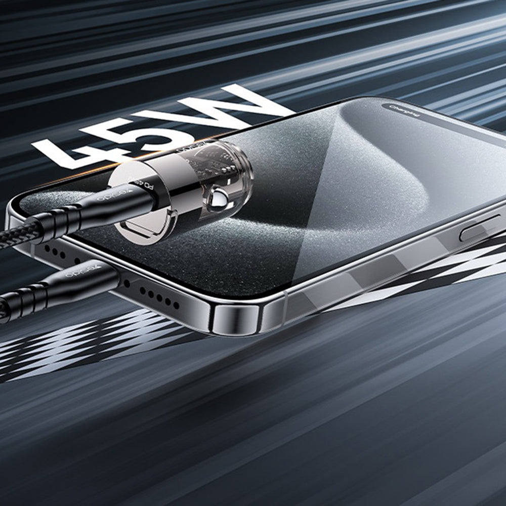 Incarcator Yesido Hidden Car (Y67), Type-C, PD45W, Aluminum Alloy, Super Fast Charging, Negru