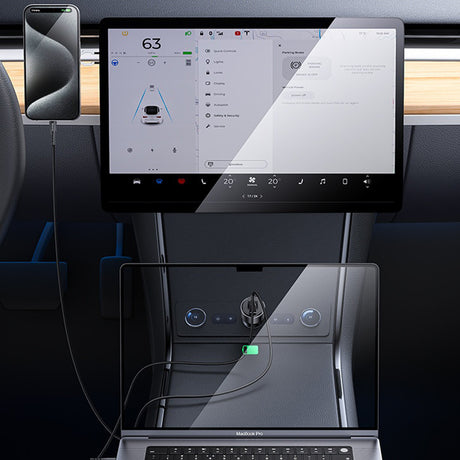 Incarcator Yesido Car (Y65), Dual-Port USB-A + Type-C, PD100W, Aluminum Alloy, Super Fast Charging, Negru