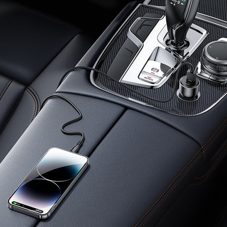 Incarcator Yesido Car (Y65), Dual-Port USB-A + Type-C, PD100W, Aluminum Alloy, Super Fast Charging, Negru